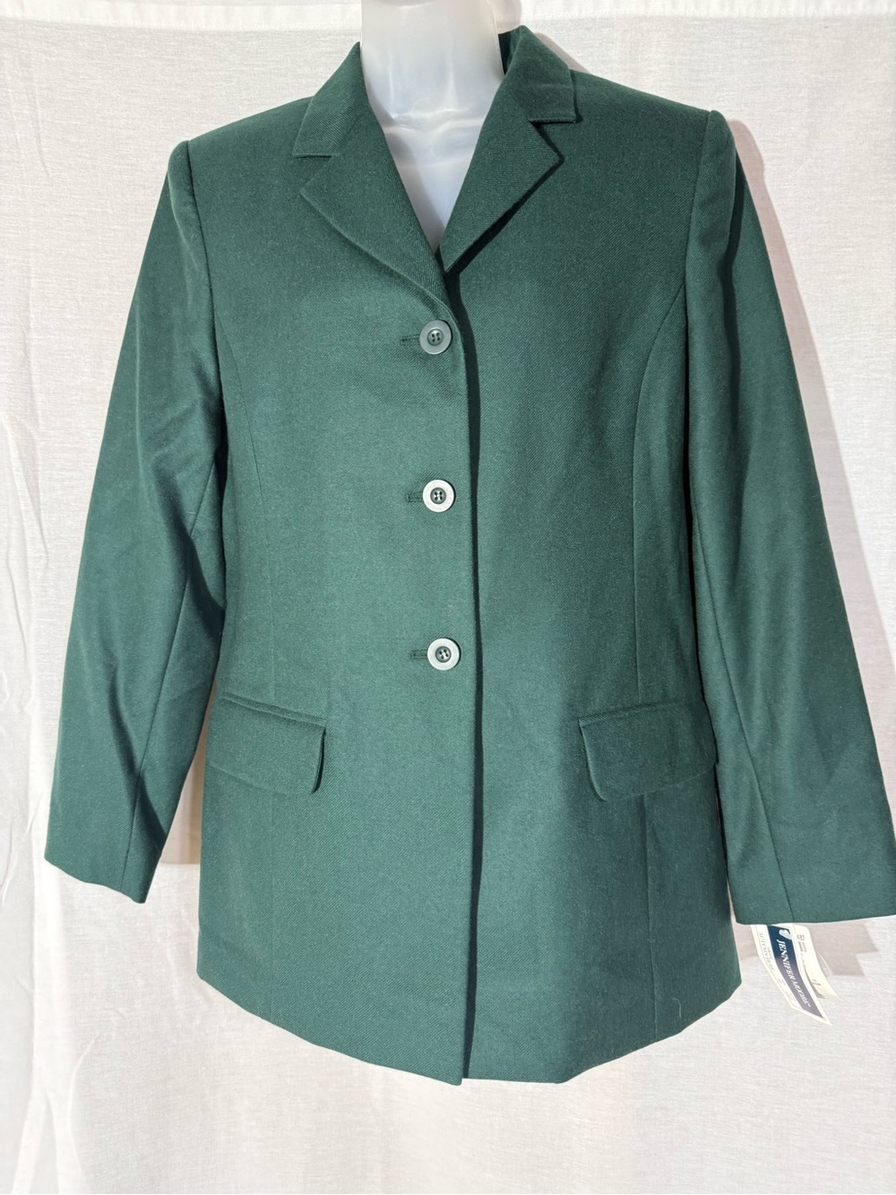 Jennifer Moore Forest Green Three-Button 100% Wool Blazer.  Sz 10